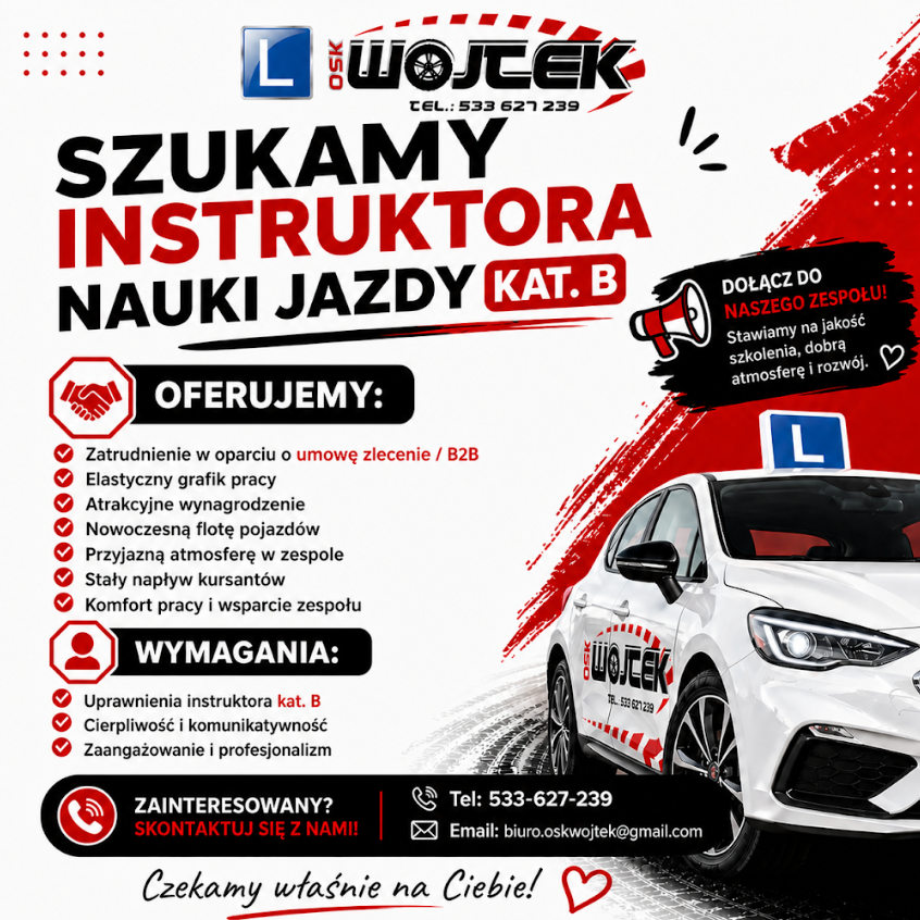 Praca instruktora nauki jazdy